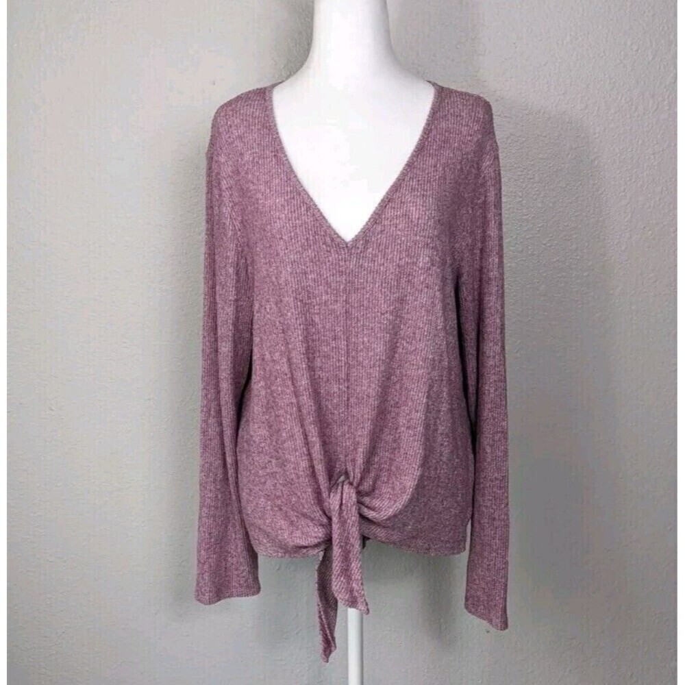 Anthropologie XL Saturday Sunday‎ Emilia Brushed Fleece Tie Front Top - Picture 2 of 9